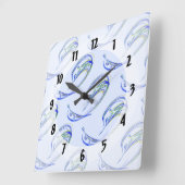 フラクタル-イルカ スクエア壁時計 (傾斜)