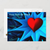 フラクタル ブルー ハート フラワー ポストカード (正面/裏面)