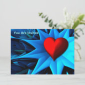 フラクタル ブルー ハート フラワー 招待状 (スタンド正面)