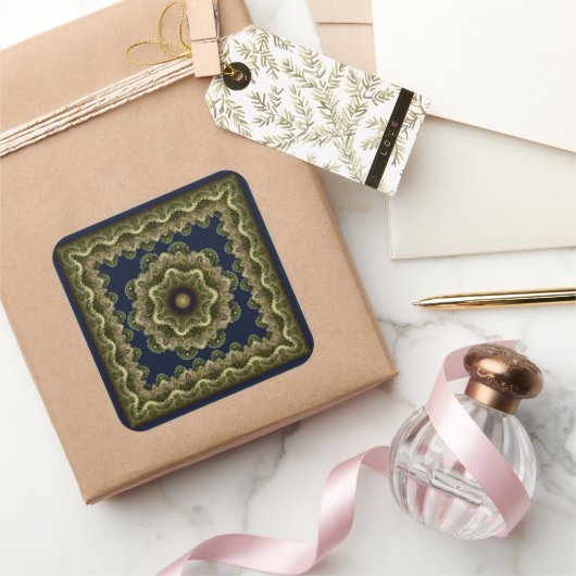 フラクタル・マンダラの妖精フレームオーナメント スクエアシール (ギフト)