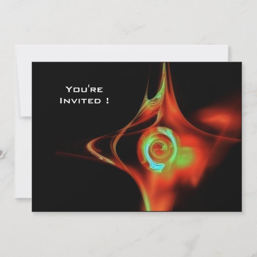フラクタル・ローズ　明るい　青　赤　緑　黒 招待状 (正面)