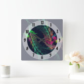フラクタル – 翼竜 スクエア壁時計 (ホーム)