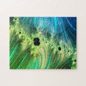 フラクタルMandelbrot |ターコイズブルーとネオミント ジグソーパズル (横)