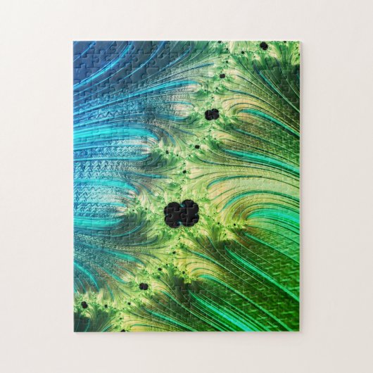 フラクタルMandelbrot |ターコイズブルーとネオミント ジグソーパズル (縦)