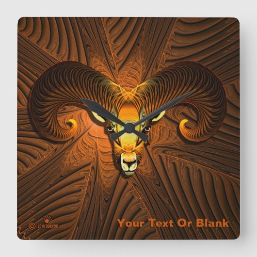 フラクタルRAMのヘッド スクエア壁時計 (正面)