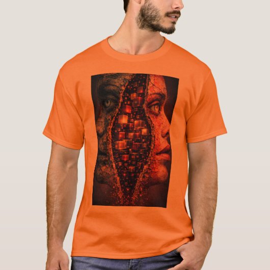 フラクチャード・ディメンションズ – 超現実的抽象デュアルフェイス Tシャツ (正面)