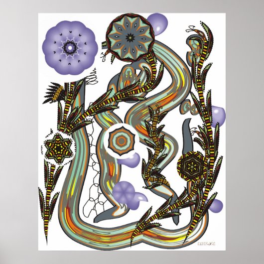 フラクトイドと花の葉 ポスター (正面)