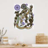 フラクトイドと花の葉 ポスター (キッチン)