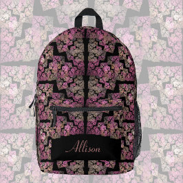 フラクモダンタルパターン、黒の赤面色、 プリントバックパック