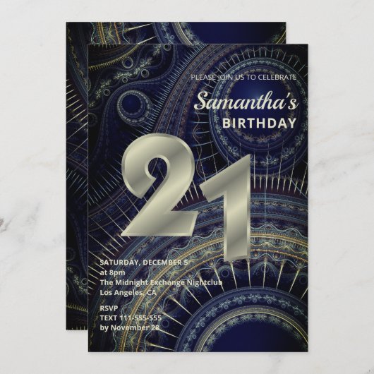 フラクモダントル21誕生日招待状 招待状 (正面/裏面)