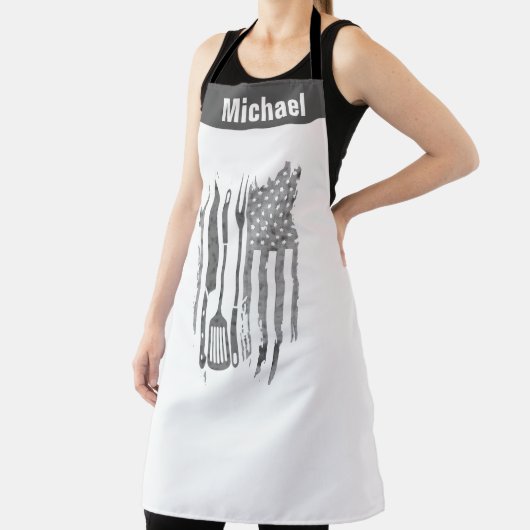 フラグおもしろいエプロン – 愛国的なBBQグリルマスターギフト エプロン (インサイチュ)