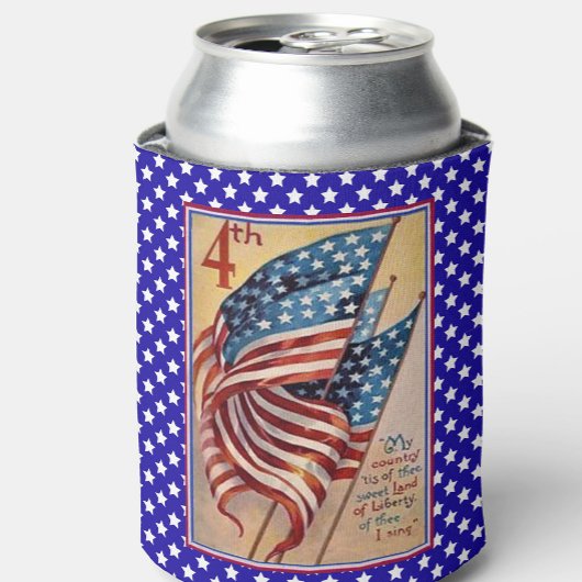 フラグかわいらし7月4日愛国国旗 缶クーラー