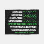 フラグのみメンタルヘルス認識度誰も戦わない フリースブランケット (正面(横))