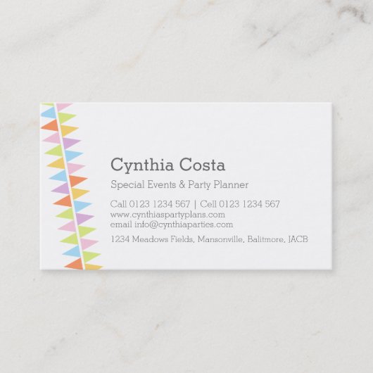 フラグのパーティーイベントの名刺の計画 名刺 (正面)