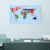 フラグの世界地図バナー 横断幕 (トレードショー)