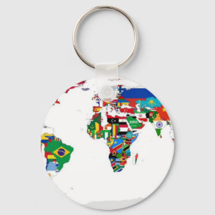 フラグの付いた世界 – 世界の国旗の地図 キーホルダー