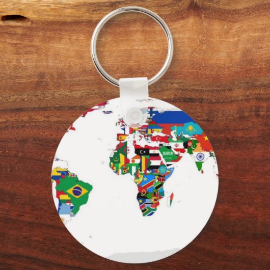 フラグの付いた世界 – 世界の国旗の地図 キーホルダー (正面)