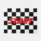 フラグの市松模様に開始または終了ラインのノベルティ ドアマット (正面)