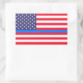 "フラグの細い青い線" 長方形シール (バッグ)