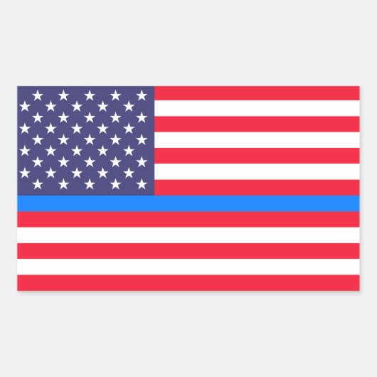 "フラグの細い青い線" 長方形シール (正面)