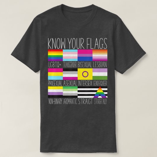 フラグを知るLGBTQ+ゲイプライド国旗のトランスジェンダー Tシャツ (デザイン正面)