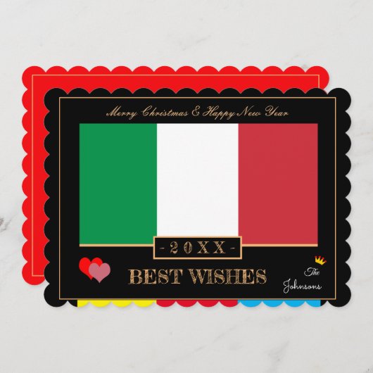 フラグイタリアンとハッピーニューイヤー最高の/ウィッシュカード シーズンカード (正面/裏面)