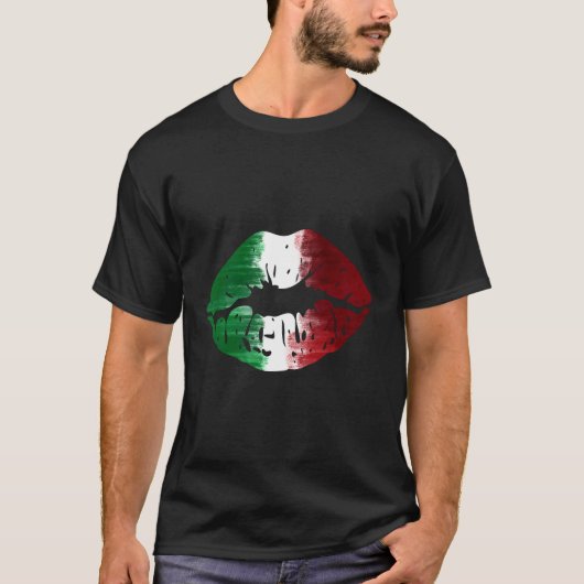 フラグイタリアンキス私は唇だイタリアン Tシャツ (正面)