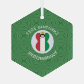 フラグイタリアンクリスマス天使の名前の年の六角形 ガラスオーナメント (裏面)