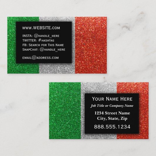 フラグイタリアングリッタープロフェッショナルエグゼクティブ 名刺 (正面/裏面)