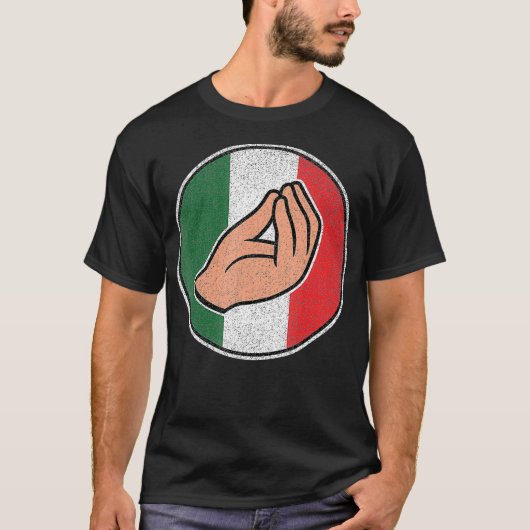フラグイタリアン付き手のジェスイタリアンチャ Tシャツ (正面)