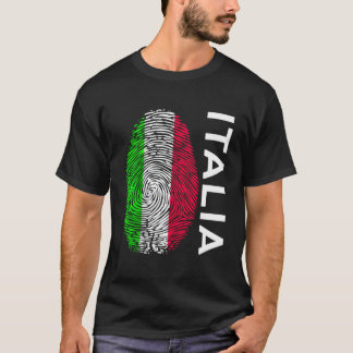 フラグイタリアン指紋デザインイタリア Tシャツ