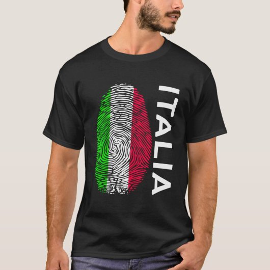 フラグイタリアン指紋デザインイタリア Tシャツ (正面)