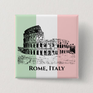 フラグイタリアン色コロッセオデザインボタン 缶バッジ