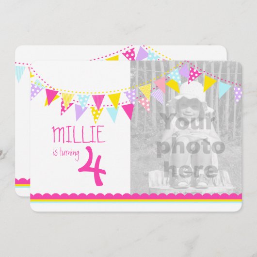 フラグカラフルガールズ4th誕生日パーティー招待状 招待状 (正面/裏面)