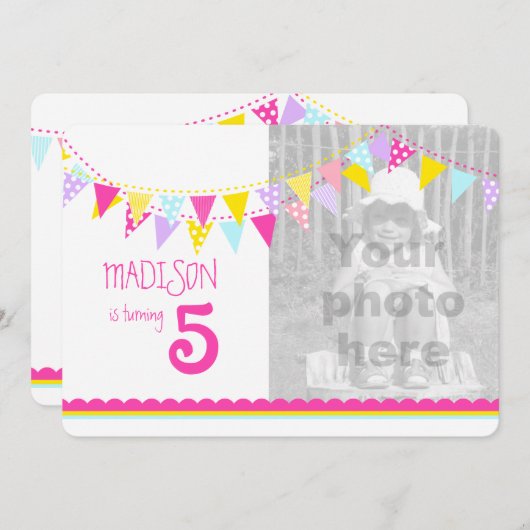 フラグカラフルガールズ5th誕生日パーティー招待状 招待状 (正面/裏面)