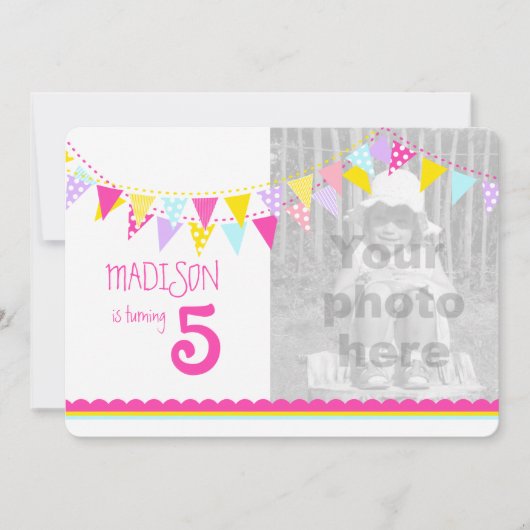 フラグカラフルガールズ5th誕生日パーティー招待状 招待状 (正面)