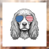 フラグサングラスをかけた愛国的な犬 ビンテージ ウィンドウサイン (シート2)
