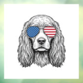 フラグサングラスをかけた愛国的な犬 ビンテージ ウィンドウサイン (シート3)