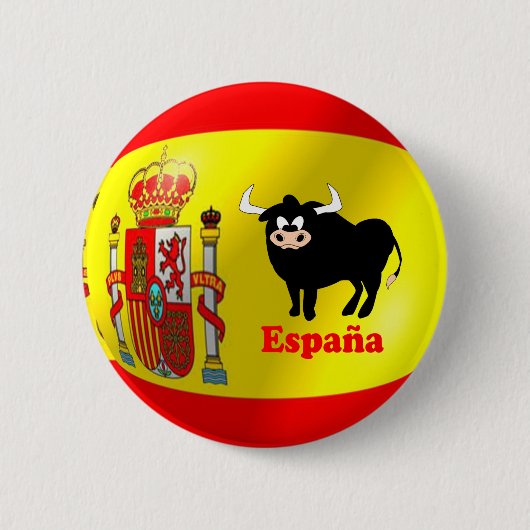 フラグスペインのブラックブル 缶バッジ (正面)