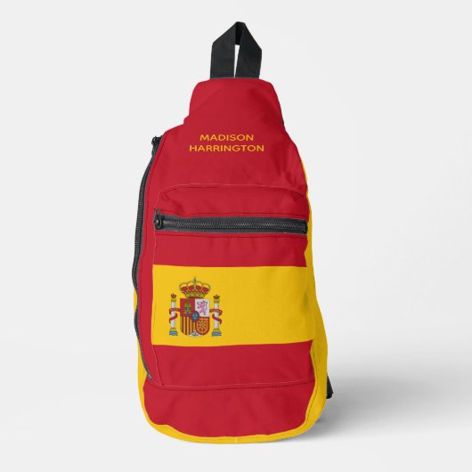 フラグスペインの名前をカスタムする スリングバッグ (正面)