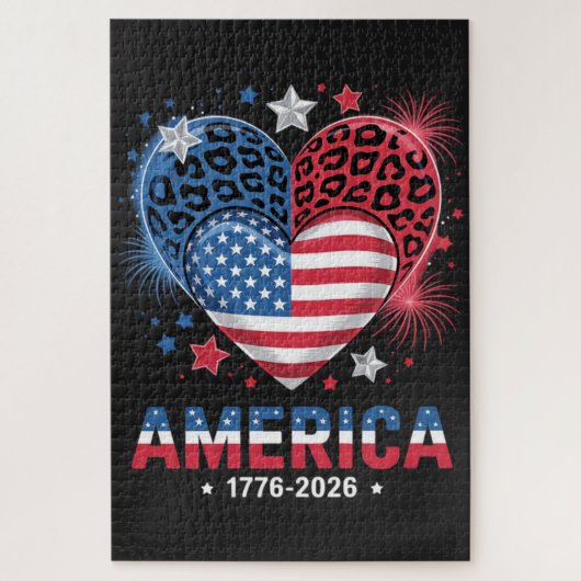 フラグハートヒョウ 1776 2026 七月四日 ジグソーパズル (縦)