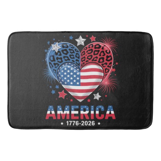 フラグハートヒョウ 1776 2026 七月四日 バスマット (正面)