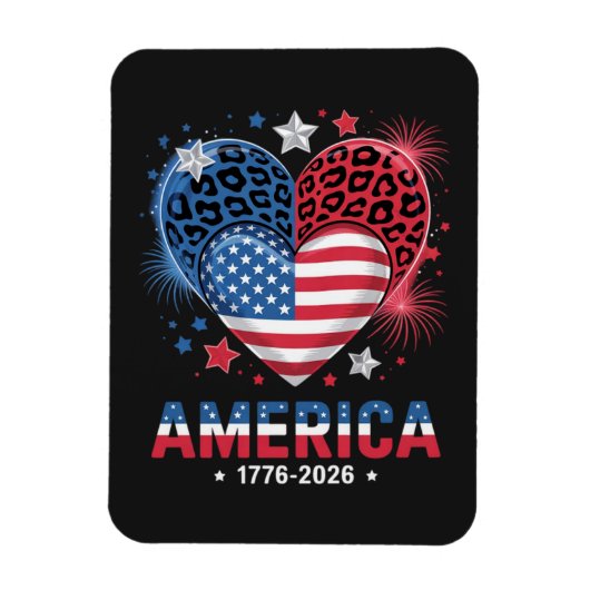 フラグハートヒョウ 1776 2026 七月四日 マグネット (縦)