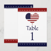 フラグハートPatrioticパーティーテーブルの番号カード ポストカード (正面/裏面)