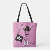 フラグパーソナライズされたトート(ピンク色の花) B トートバッグ (裏面)