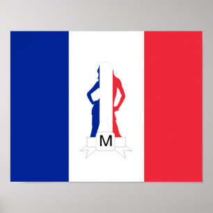 フラグフランスのとガールモノグラム ポスター