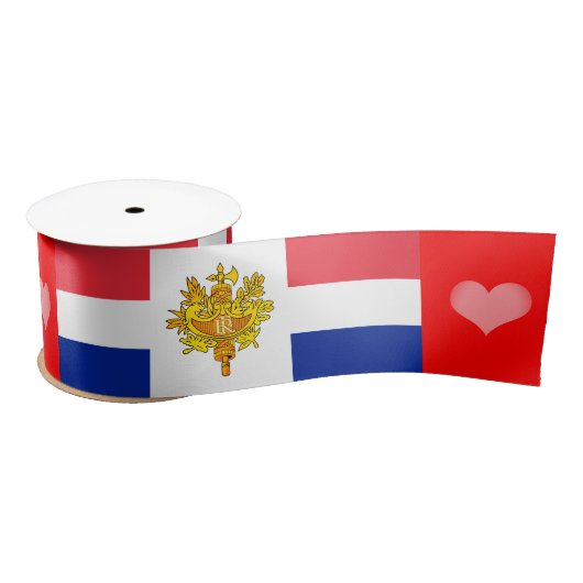 フラグフランスのトリカラーリボン、エンブレム、ハート、フランス サテンリボン (リール)