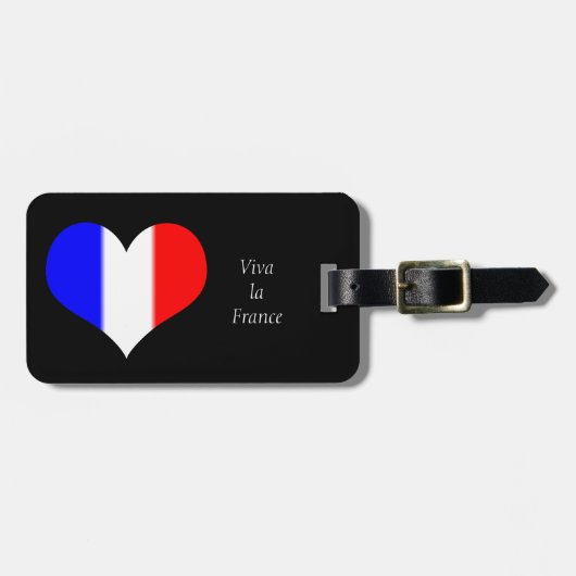 フラグフランスのハート ラゲッジタグ (正面横)