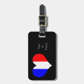 フラグフランスのハート ラゲッジタグ (正面縦)