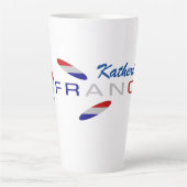 フラグフランスのバラ大パーソナライズされたきい カフェラテマグ (正面)
